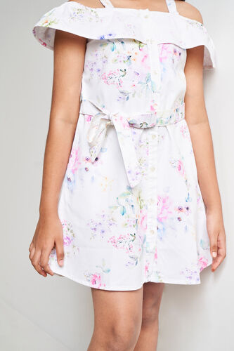White Floral Straight Dress, White, image 5